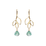 Ella Gold Mini Three Leaf Drop Earrings with Gemstones