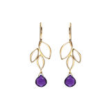 Ella Gold Mini Three Leaf Drop Earrings with Gemstones