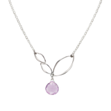 Ella Silver Mini V Leaf Necklace with Gemstone