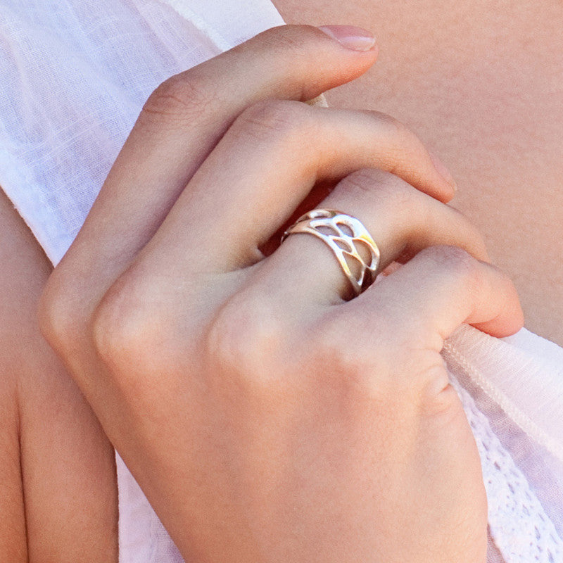 prickly pear cactus ring on finger