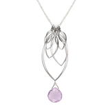 Ella Silver Large Leaf Fringe Necklace with Gemstone