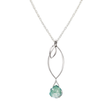 Ella Silver Small Leaf Fringe Necklace with Gemstone