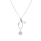 Ella Silver Small Sprout Necklace with Gemstone