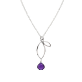 Ella Silver Small Sprout Necklace with Gemstone