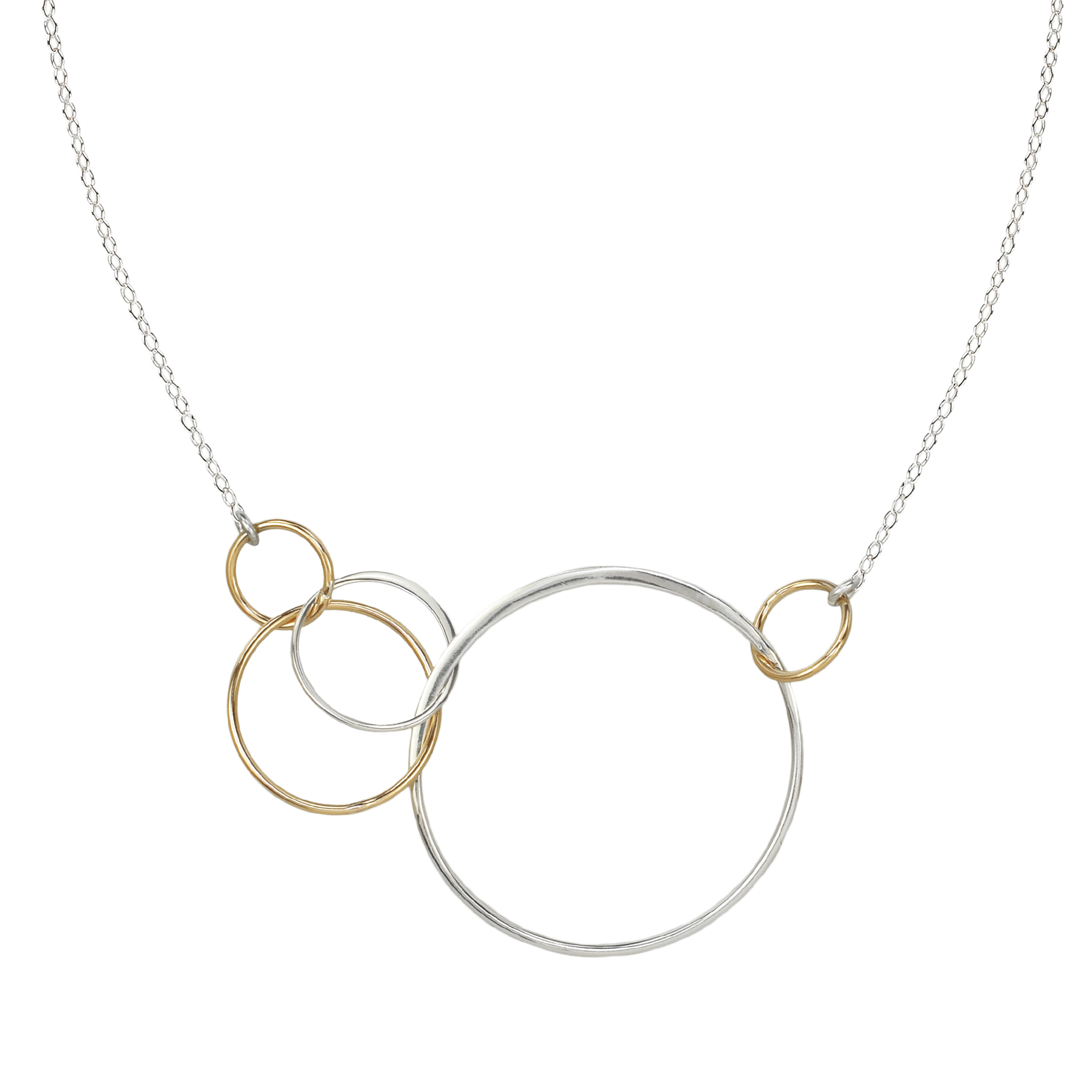 Silver & Gold Five Circle Necklace - All The Falling Stars