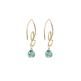 Ella Gold Small Leaf Hook Earrings with Gemstones