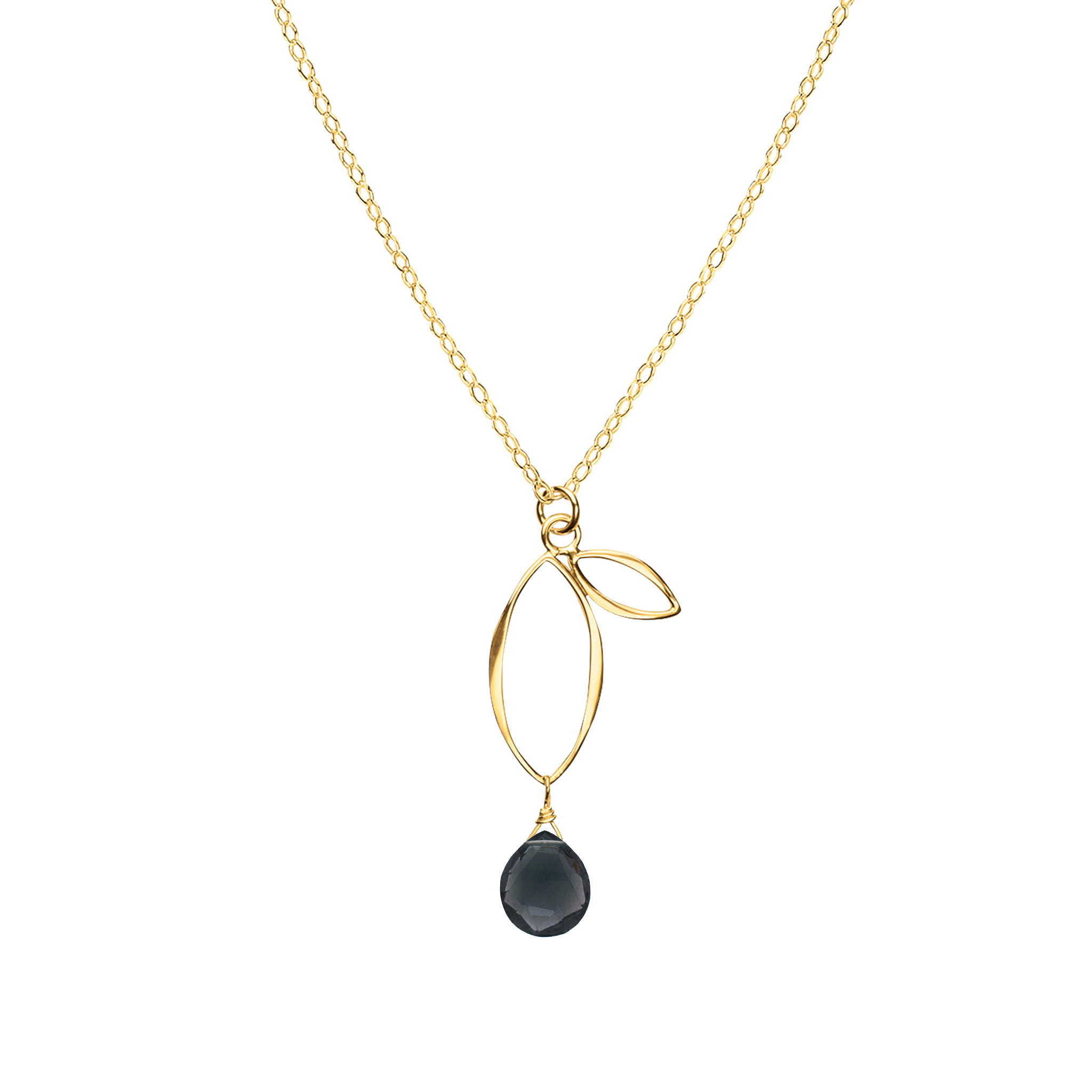 Ella Gold Small Sprout Necklace with Gemstone