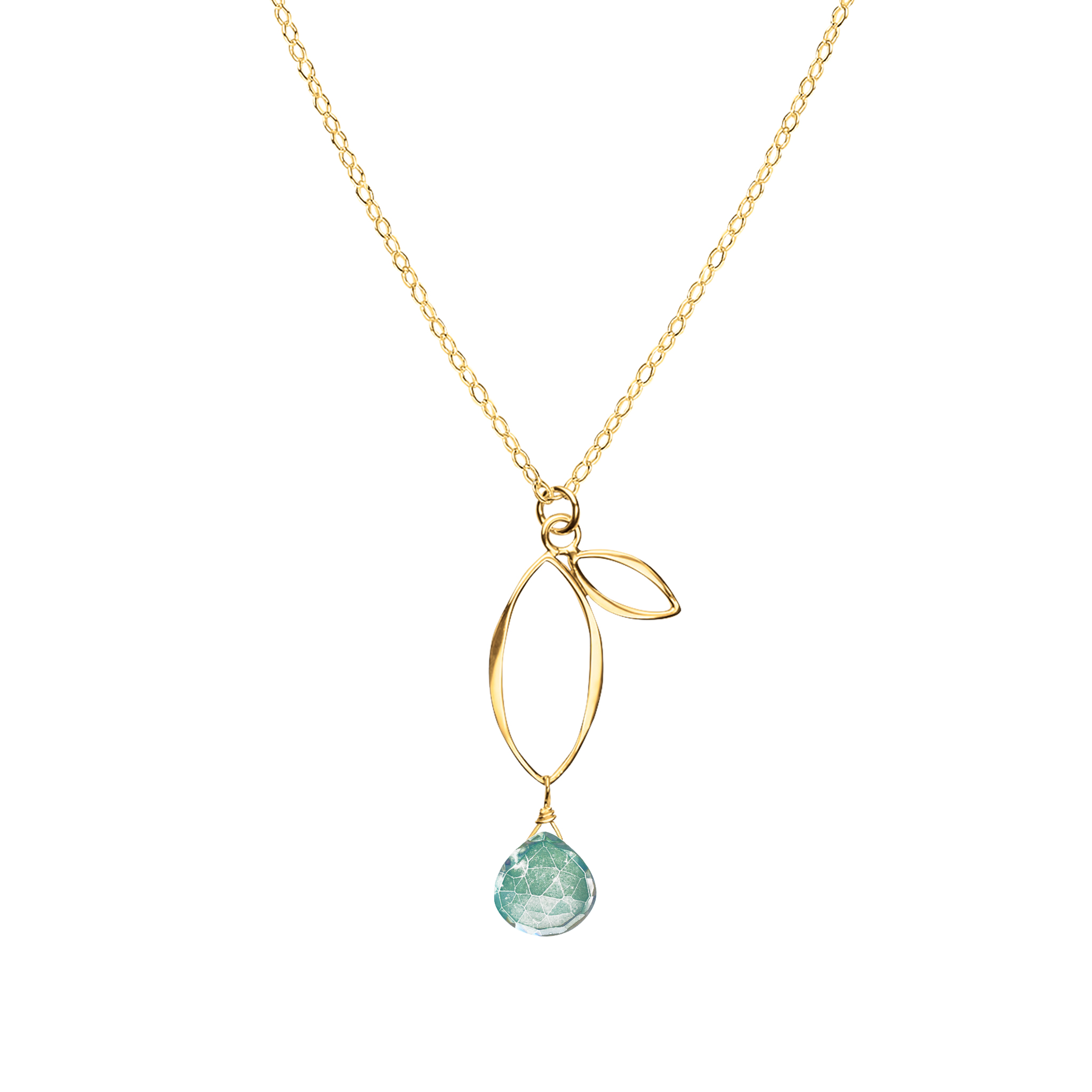 Ella Gold Small Sprout Necklace with Gemstone