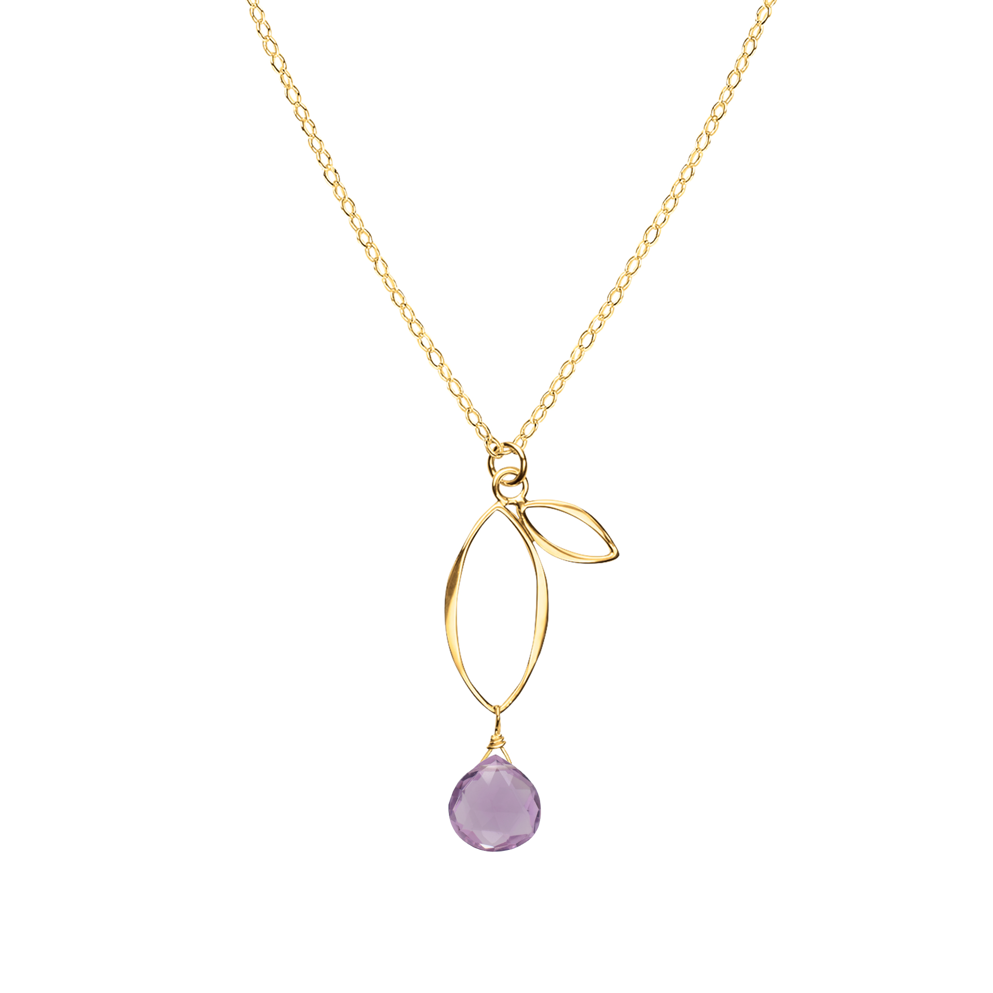 Ella Gold Small Sprout Necklace with Gemstone