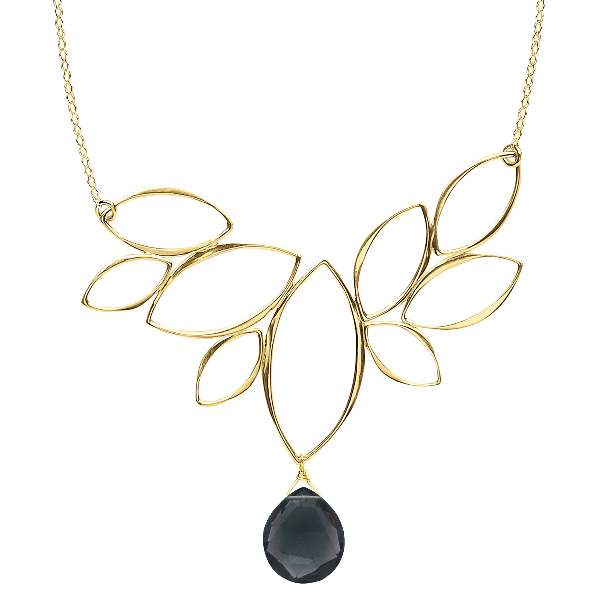 Ella Gold Windy Leaves Necklace with Gemstone