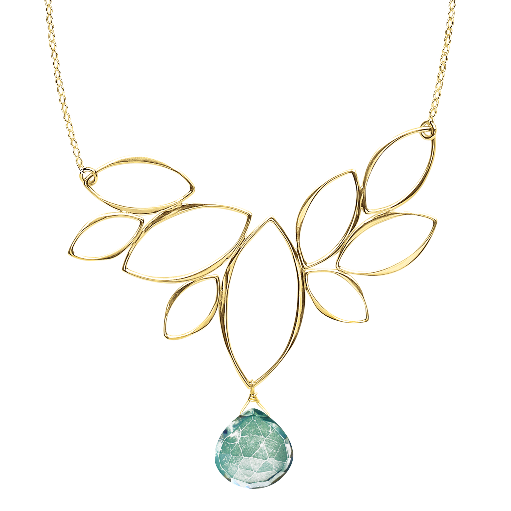 Ella Gold Windy Leaves Necklace with Gemstone