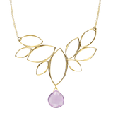 Ella Gold Windy Leaves Necklace with Gemstone