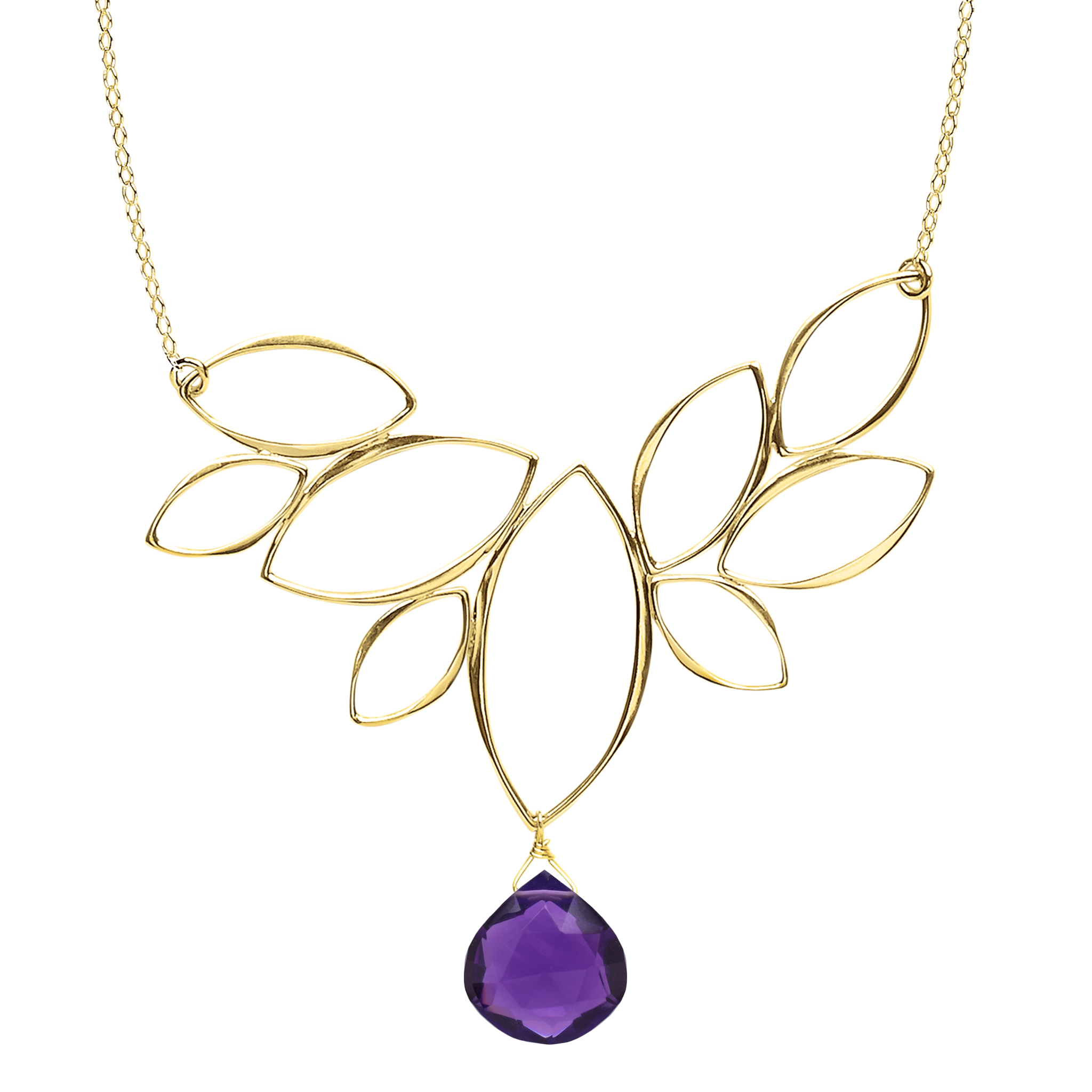 Ella Gold Windy Leaves Necklace with Gemstone