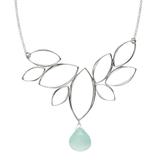 Ella Silver Windy Leaves Necklace with Gemstone