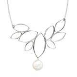 Ella Silver Windy Leaves Necklace with Gemstone