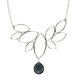 Ella Silver Windy Leaves Necklace with Gemstone