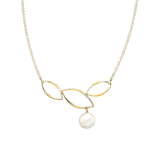 Ella Gold Three Leaf Bar Necklace with Gemstone