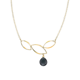 Ella Gold Three Leaf Bar Necklace with Gemstone