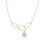 Ella Gold Three Leaf Bar Necklace with Gemstone