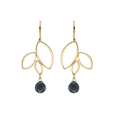 Ella Gold Three Leaf Drops Earrings with Gemstones