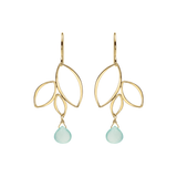 Ella Gold Three Leaf Drops Earrings with Gemstones