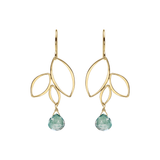 Ella Gold Three Leaf Drops Earrings with Gemstones