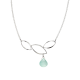 Ella Silver Three Leaf Curve Necklace with Gemstone