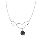 Ella Silver Three Leaf Curve Necklace with Gemstone