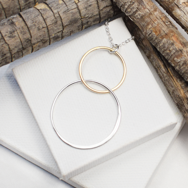 Silver & Gold Interlinked Circle Necklace | Lila Clare Jewelry 18