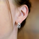Silver Small Cactus Hoop Post Earrings