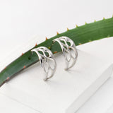 Silver Small Cactus Hoop Post Earrings