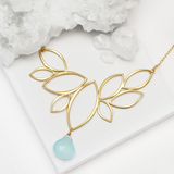 Ella Gold Windy Leaves Necklace with Gemstone