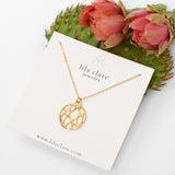 Gold Medium Framed Circle Cactus Necklace