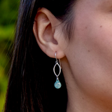Ella Silver Mini Dangle Leaf Earrings with Gemstones