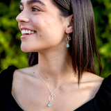 Ella Silver Small Sprout Necklace with Gemstone