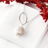 Ella Silver Single Leaf Necklace with Gemstone