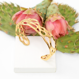 Gold Slender Cactus Cuff Bracelet