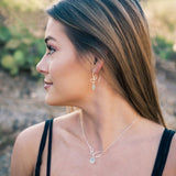 Ella Silver Small Leaf Hook Earrings with Gemstones