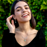 Ella Silver Mini Dangle Leaf Earrings with Gemstones
