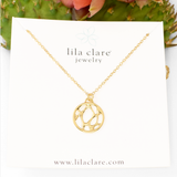 Gold Small Framed Circle Cactus Necklace