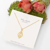 Gold Small Pointed Teardrop Cactus Necklace