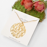 Gold Extra Large Organic Circle Cactus Necklace