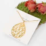 Gold Extra Large Teardrop Cactus Necklace