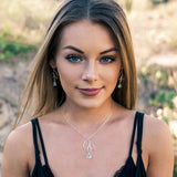 Ella Silver Three Leaf Drops Earrings with Gemstones
