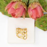 Gold Organic Wide Band Cactus Ring